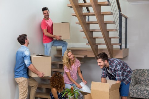 Person organizing boxes in a Woodford Storage unit